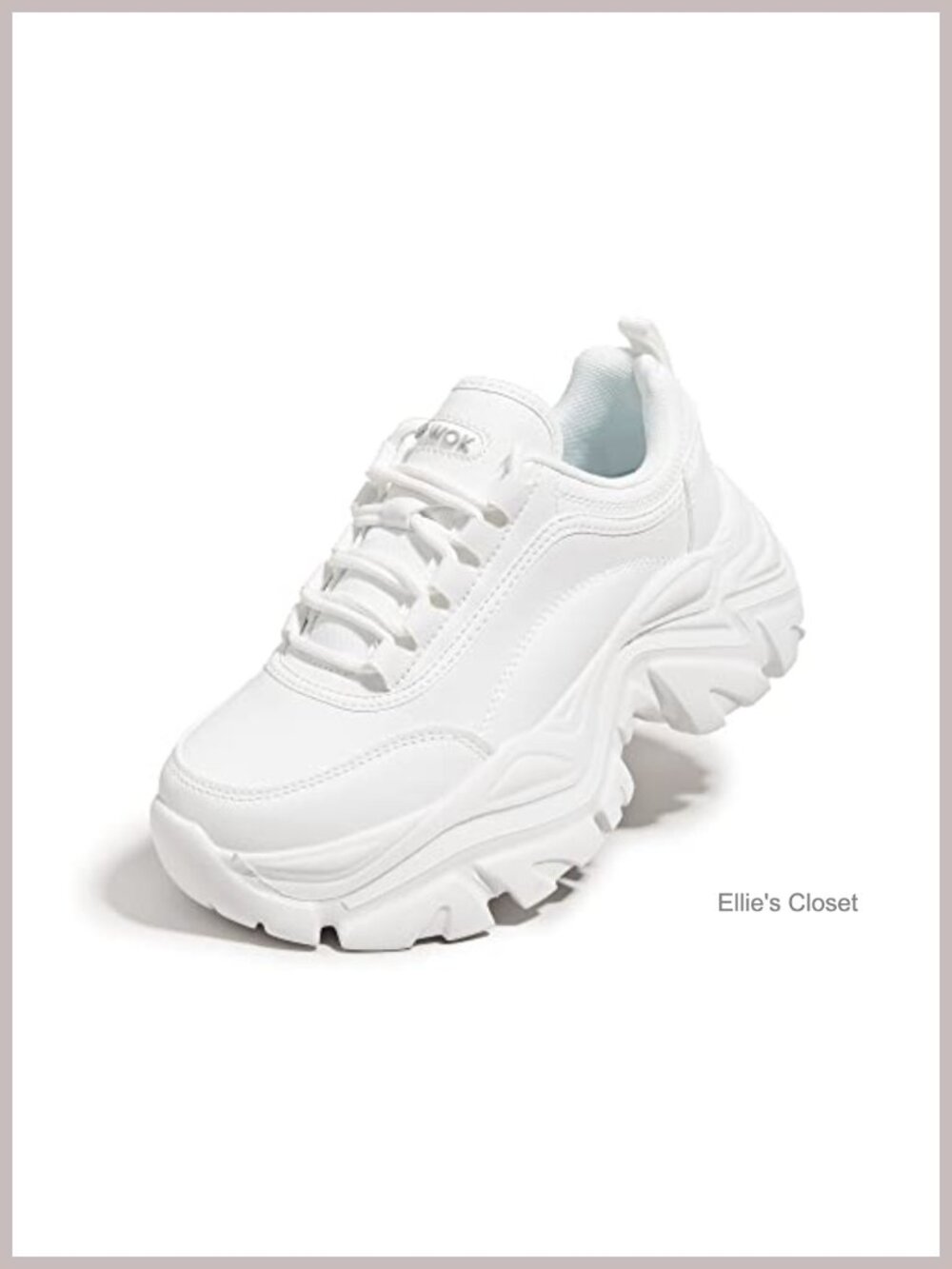 Chunky Platform Faux Leather Lace-Up Low Top Sneakers